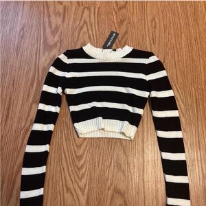 PrettyLittleThing Monochrome Striped Knit Top